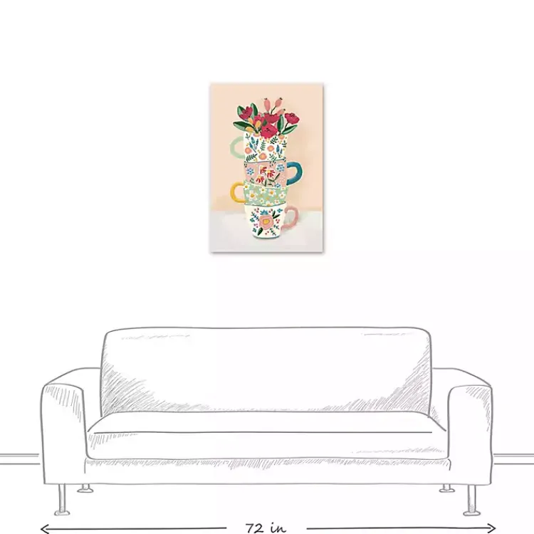 Kirklands Home Canvas Art|Stacked Floral Mugs Canvas Art Print