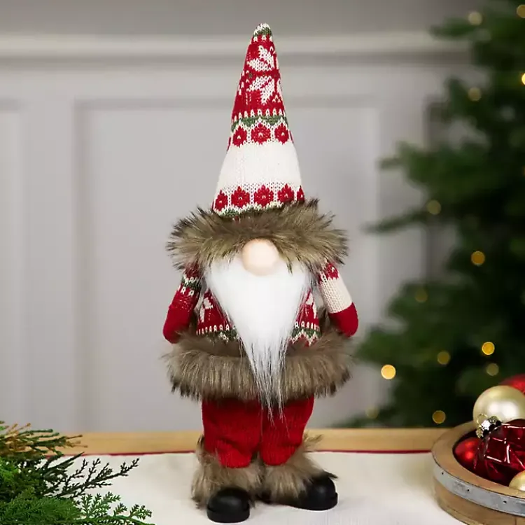 Standing Gnome with Knitted Christmas Outfit Christmas Decorations