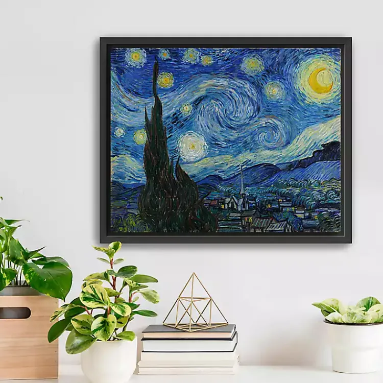 Kirklands Home Canvas Art|Starry Night Framed Canvas Art Print, 18x22 Blue