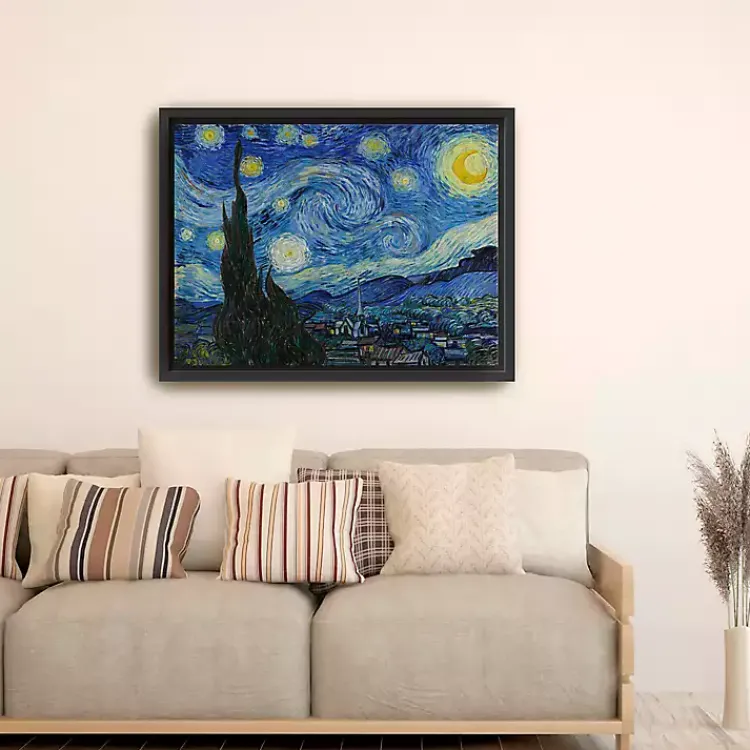 Kirklands Home Canvas Art|Starry Night Framed Canvas Art Print, 32x42 Blue