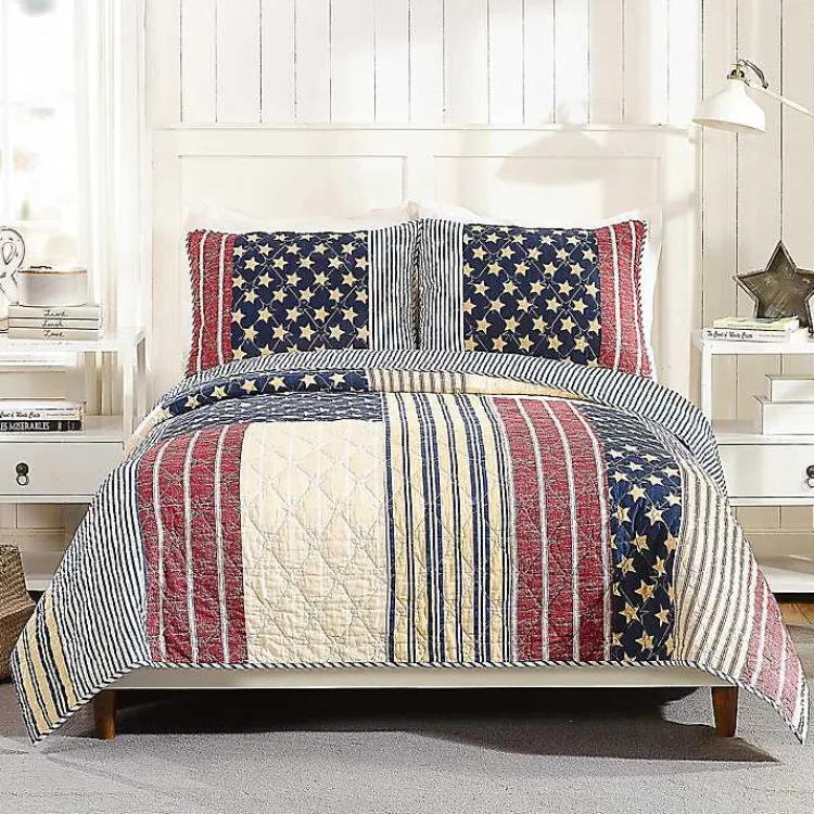 Kirklands Home Quilts|Stars and Striped Patch 3-pc. Full/Queen Quilt Set