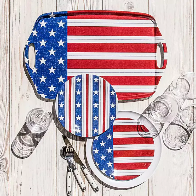 Kirklands Home Outdoor Dining|Stars and Stripes Melamine Serving Tray