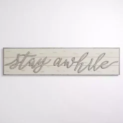 Kirklands Home Wall Quotes & Signs|Stay Awhile Wood Plank Wall Plaque