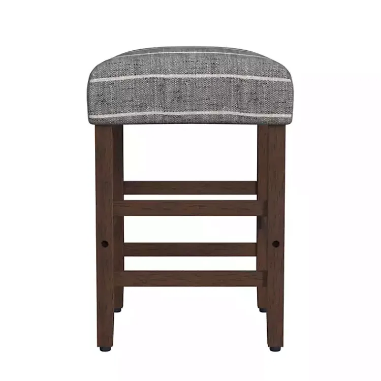 Kirklands Home Bar Stools & Counter Height Stools|Steel Blue and White Striped Backless Stool