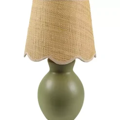 Kirklands Home Table Lamps|Stella Mini Table Lamp with Woven Shade Green