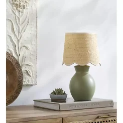 Kirklands Home Table Lamps|Stella Mini Table Lamp with Woven Shade Green