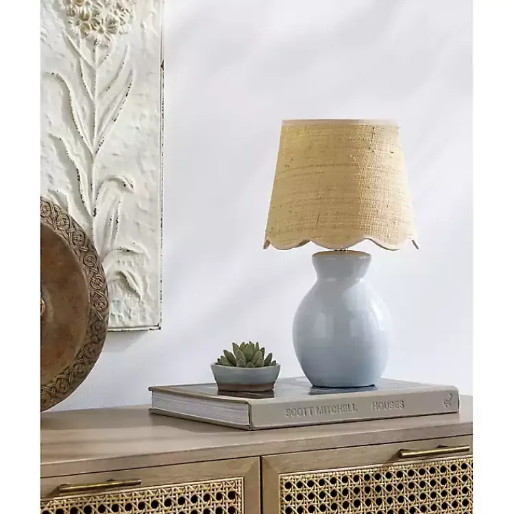 Kirklands Home Table Lamps|Stella Light Mini Table Lamp with Woven Shade Blue