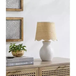 Kirklands Home Table Lamps|Stella Mini Table Lamp with Woven Shade White
