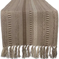 Kirklands Home Table Linens|Stone Braided Stripe Table Runner, 108 in. Brown