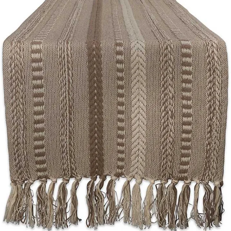 Kirklands Home Table Linens|Stone Braided Stripe Table Runner, 108 in. Brown