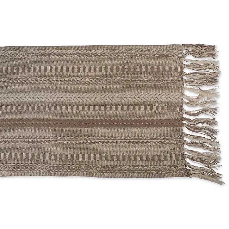 Kirklands Home Table Linens|Stone Braided Stripe Table Runner, 108 in. Brown