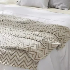 Stone Chevron Plush Throw Blankets & Throws