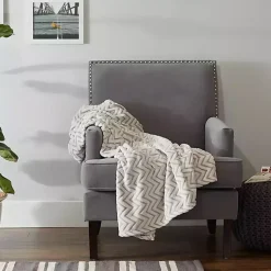 Stone Chevron Plush Throw Blankets & Throws