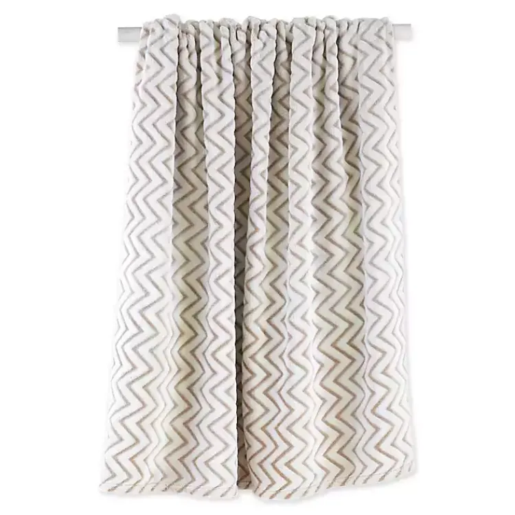 Stone Chevron Plush Throw Blankets & Throws