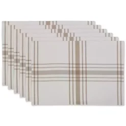 Kirklands Home Table Linens|Stone Farmhouse Plaid Placemats, Set of 6 Tan