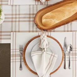 Kirklands Home Table Linens|Stone Farmhouse Plaid Placemats, Set of 6 Tan