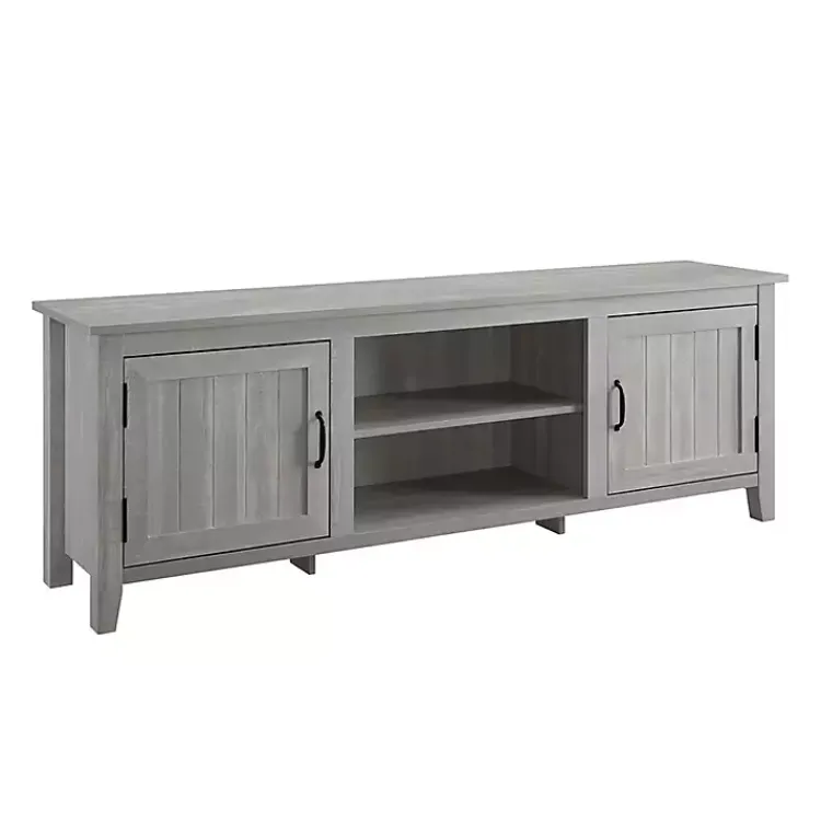 Kirklands Home Tv Stands & Media Consoles|Stone Grooved Door Modern Farmhouse TV Stand Gray