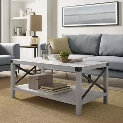 Kirklands Home Coffee Tables|Stone Modern Farmhouse Coffee Table Gray