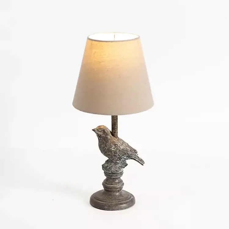 Kirklands Home Table Lamps|Stone Gray Perched Bird Table Lamp Tan