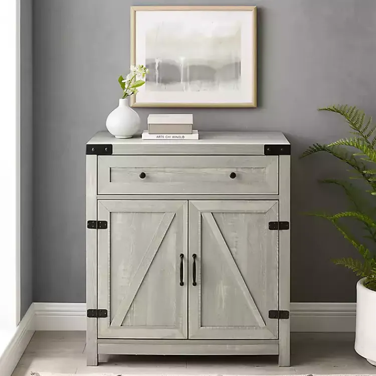 Kirklands Home Cabinets & Sideboards|Stone Rustic Barndoor Cabinet Gray