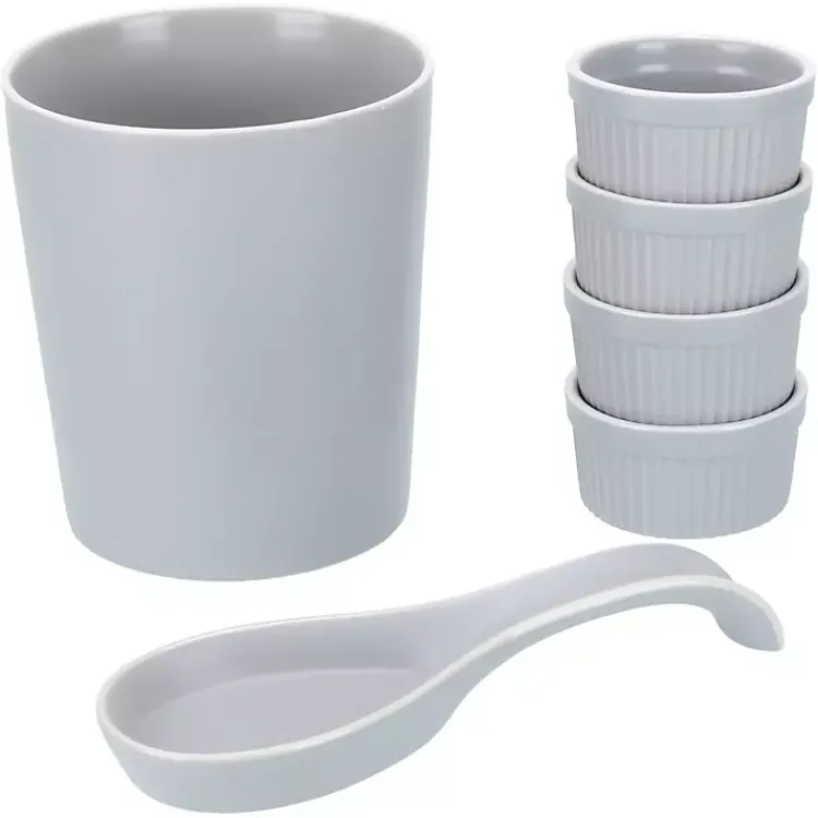 Kirklands Home Kitchen Accessories|Stone Katy 6-pc. Kitchen Accessories Set Gray