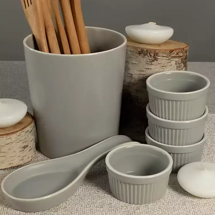 Kirklands Home Kitchen Accessories|Stone Katy 6-pc. Kitchen Accessories Set Gray