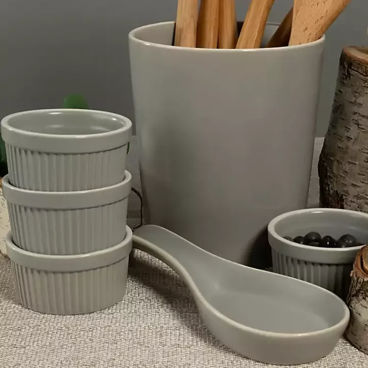 Kirklands Home Kitchen Accessories|Stone Katy 6-pc. Kitchen Accessories Set Gray