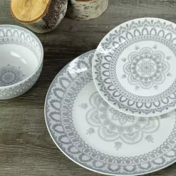 Kirklands Home Dinnerware|Stone Lila Patterned 12-pc. Dinnerware Set