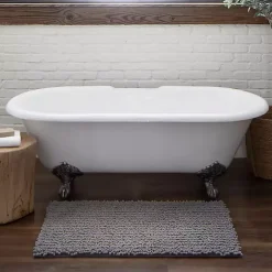 Kirklands Home Bathroom Rugs|Stone Lofty Pile Chenille Bath Mat, 34 in. Gray