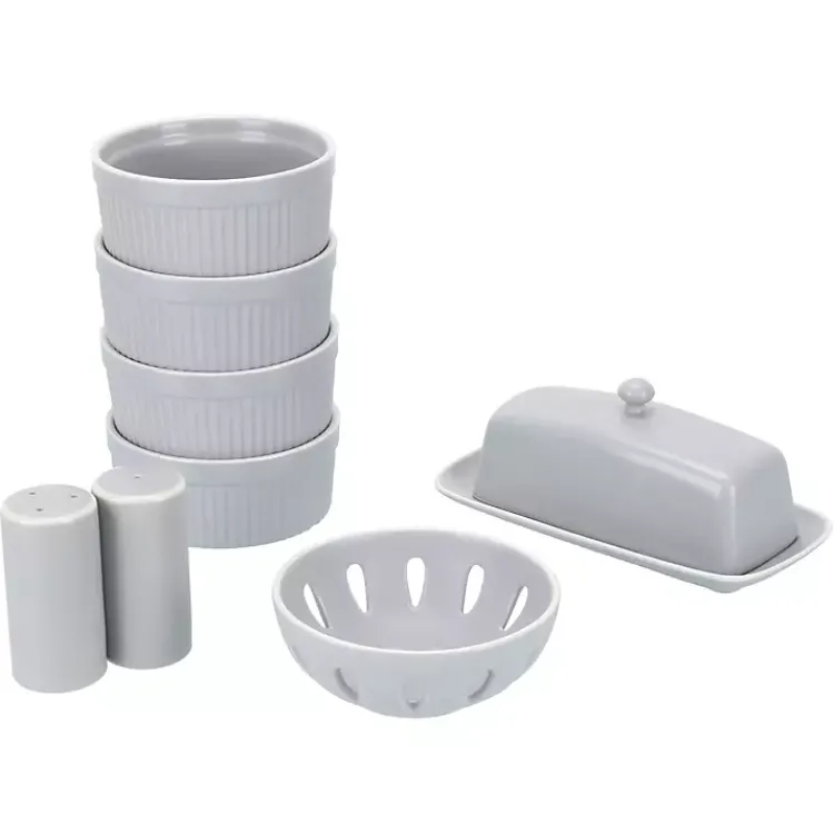 Kirklands Home Kitchen Accessories|Stone Stoneware 7-pc. Kitchen Accessories Set Gray