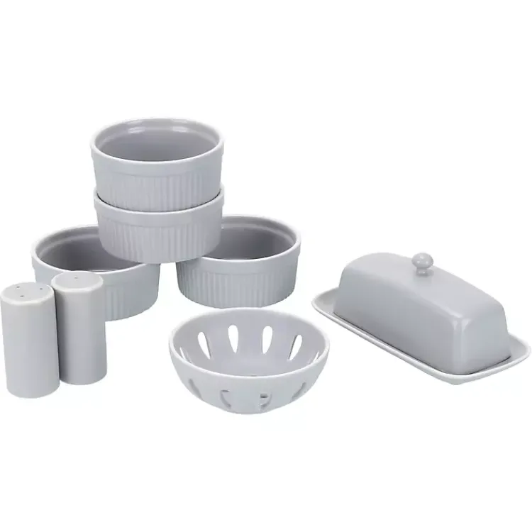 Kirklands Home Kitchen Accessories|Stone Stoneware 7-pc. Kitchen Accessories Set Gray