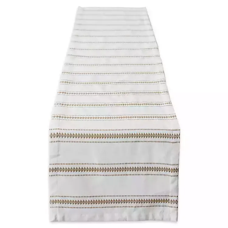 Kirklands Home Table Linens|Stone Zig Zag Dobby Stripe Runner Tan