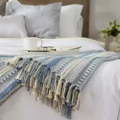 New Stonewash Braided Fringe Throw Blankets & Throws