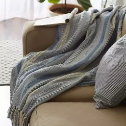 New Stonewash Braided Fringe Throw Blankets & Throws