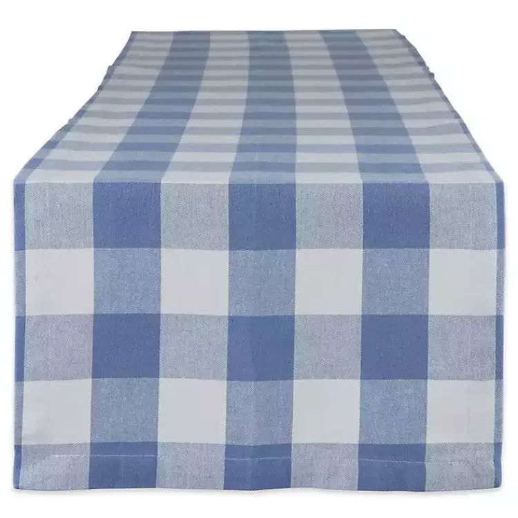 Kirklands Home Table Linens|Stonewash Blue Buffalo Check Table Runner, 72 in.