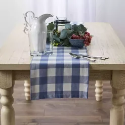 Kirklands Home Table Linens|Stonewash Blue Buffalo Check Table Runner, 72 in.