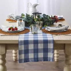 Kirklands Home Table Linens|Stonewash Blue Buffalo Check Table Runner, 72 in.