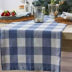 Kirklands Home Table Linens|Stonewash Blue Buffalo Check Table Runner, 72 in.