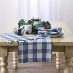 Kirklands Home Table Linens|Stonewash Blue Buffalo Check Table Runner, 72 in.