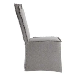 Kirklands Home Dining Chairs|Stonewash Fringe Slipcover Dining Chairs, Set of 2 Gray