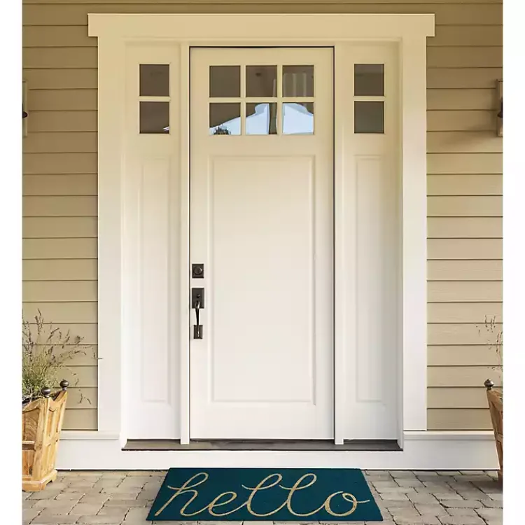 Kirklands Home Doormats|Storm Hello Doormat Blue