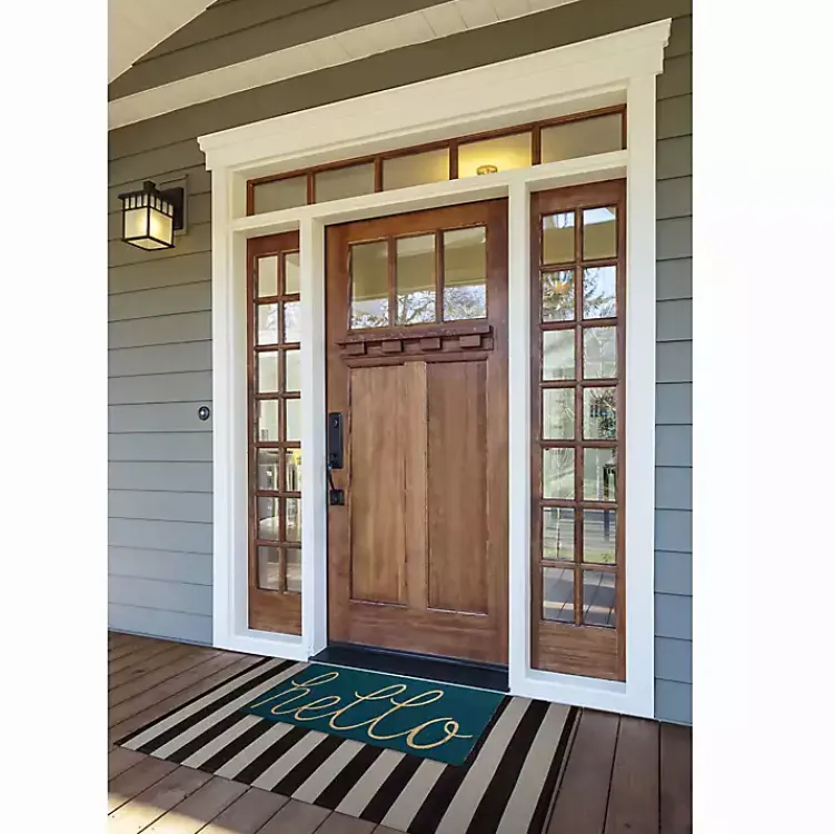 Kirklands Home Doormats|Storm Hello Doormat Blue