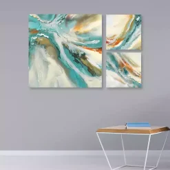 Kirklands Home Canvas Art|Striations I, II & III Canvas Art Prints, Set of 3 Blue