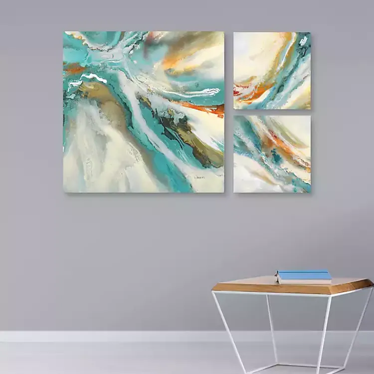 Kirklands Home Canvas Art|Striations I, II & III Canvas Art Prints, Set of 3 Blue