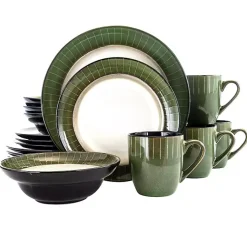 Kirklands Home Dinnerware|Striped Jade Trim 16-pc. Dinnerware Set
