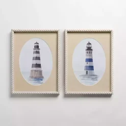 Kirklands Home Framed Art|Striped Lighthouse Framed Art Prints, Set of 2