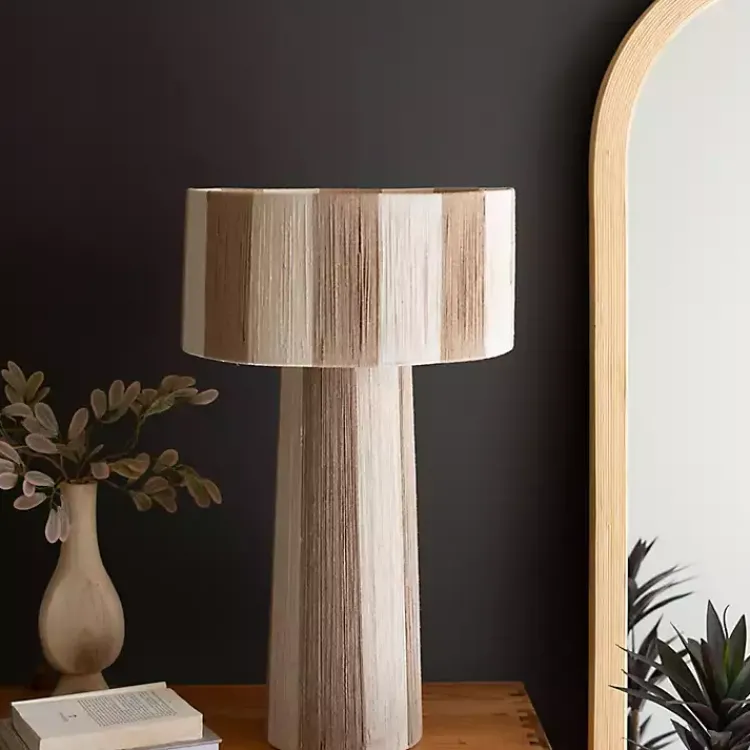 Kirklands Home Table Lamps|Striped Natural Jute Table Lamp Brown
