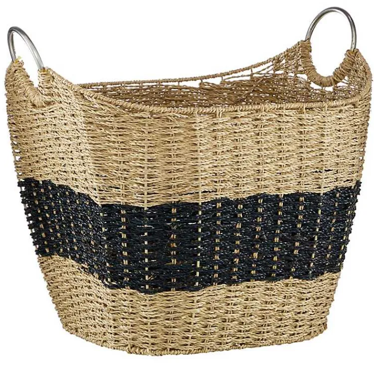Sale Striped Natural Seagrass Basket Baskets & Boxes