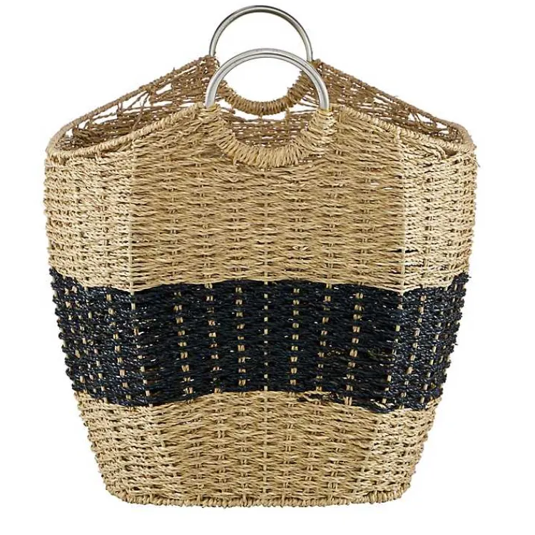 Sale Striped Natural Seagrass Basket Baskets & Boxes