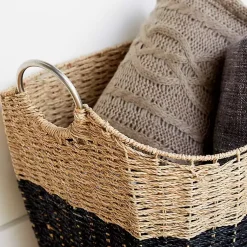 Sale Striped Natural Seagrass Basket Baskets & Boxes